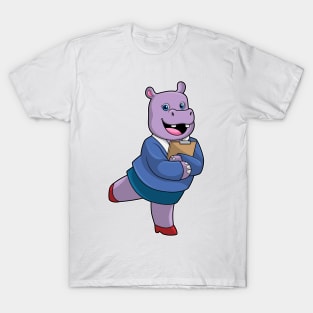 Hippo as Secretary with Notepad T-Shirt